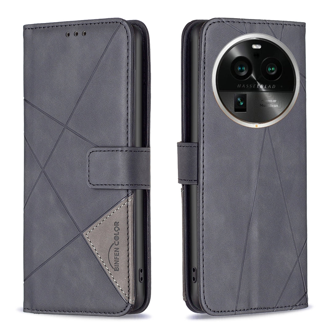 OPPO Find X6 Pro 5G Rhombus Texture Leather Phone Case with Magnetic Buckle and Card Holder