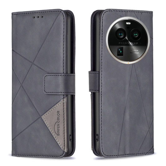OPPO Find X6 Pro 5G Rhombus Texture Leather Phone Case with Magnetic Buckle and Card Holder
