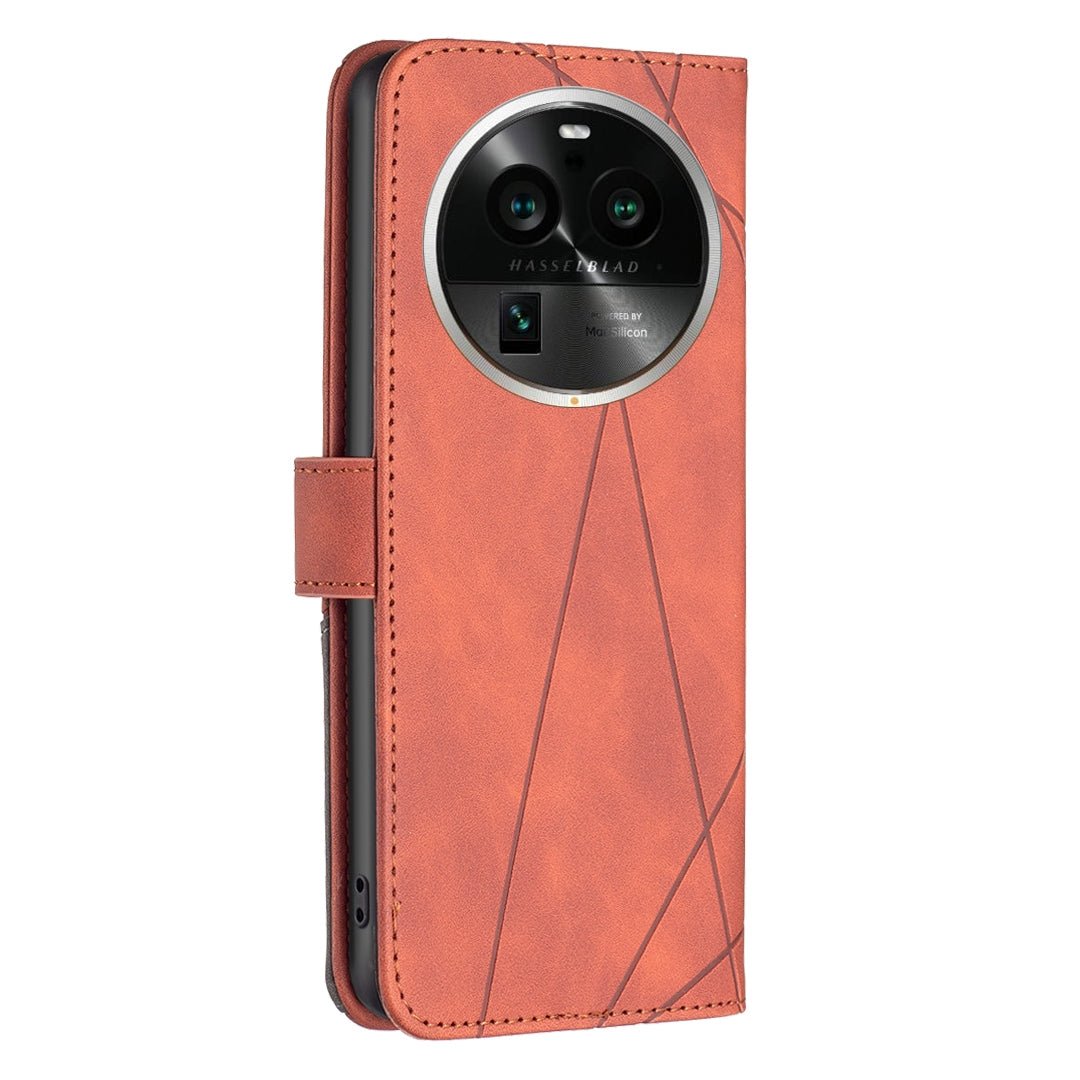 OPPO Find X6 Pro 5G Rhombus Texture Leather Phone Case with Magnetic Buckle and Card Holder