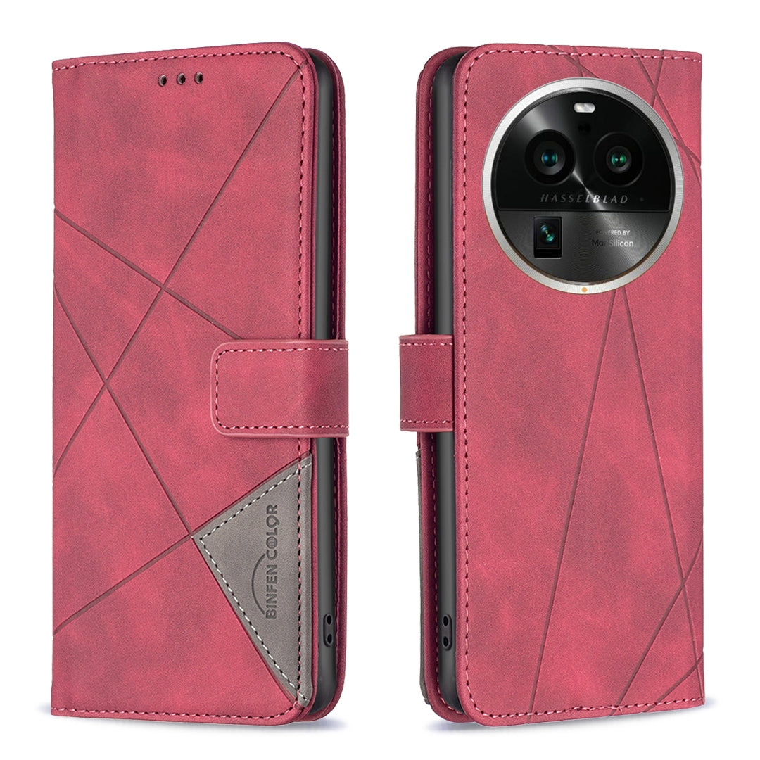 OPPO Find X6 Pro 5G Rhombus Texture Leather Phone Case with Magnetic Buckle and Card Holder