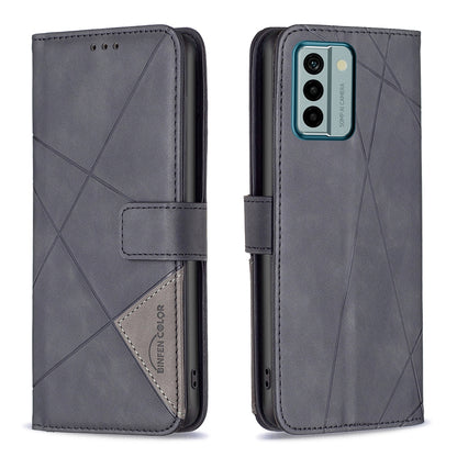 Nokia G22 Rhombus Texture Leather Phone Case with Magnetic Buckle and Card Holder