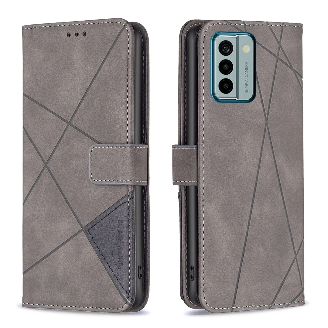 Nokia G22 Rhombus Texture Leather Phone Case with Magnetic Buckle and Card Holder