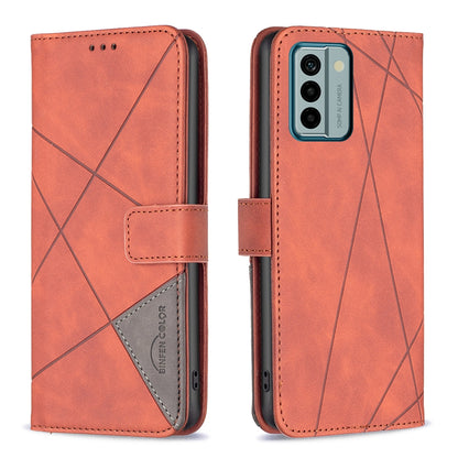 Nokia G22 Rhombus Texture Leather Phone Case with Magnetic Buckle and Card Holder