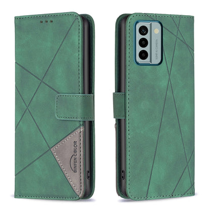 Nokia G22 Rhombus Texture Leather Phone Case with Magnetic Buckle and Card Holder