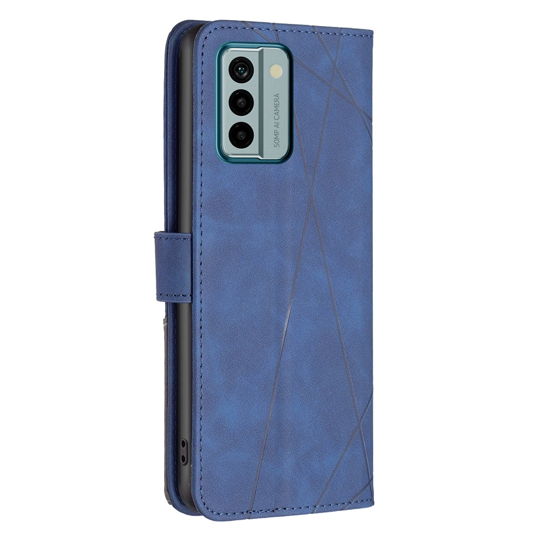 Nokia G22 Rhombus Texture Leather Phone Case with Magnetic Buckle and Card Holder