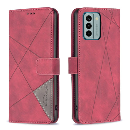 Nokia G22 Rhombus Texture Leather Phone Case with Magnetic Buckle and Card Holder