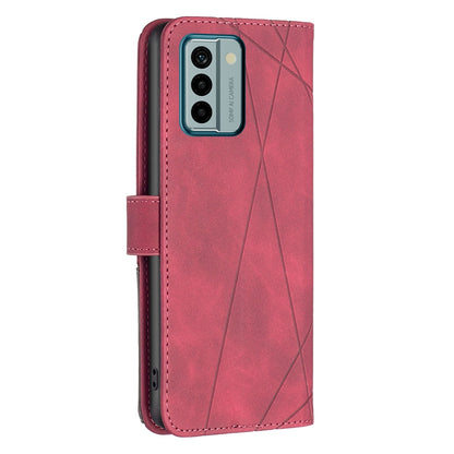 Nokia G22 Rhombus Texture Leather Phone Case with Magnetic Buckle and Card Holder
