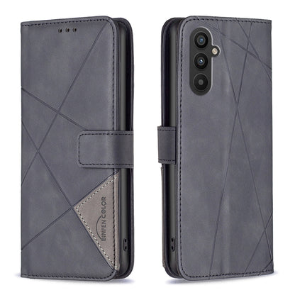 Samsung Galaxy A24 4G Rhombus Texture Leather Phone Case with Magnetic Buckle and Card Holder