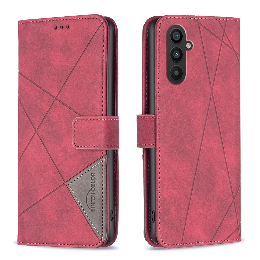 Samsung Galaxy A24 4G Rhombus Texture Leather Phone Case with Magnetic Buckle and Card Holder