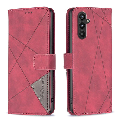 Samsung Galaxy A24 4G Rhombus Texture Leather Phone Case with Magnetic Buckle and Card Holder