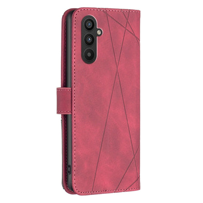 Samsung Galaxy A24 4G Rhombus Texture Leather Phone Case with Magnetic Buckle and Card Holder