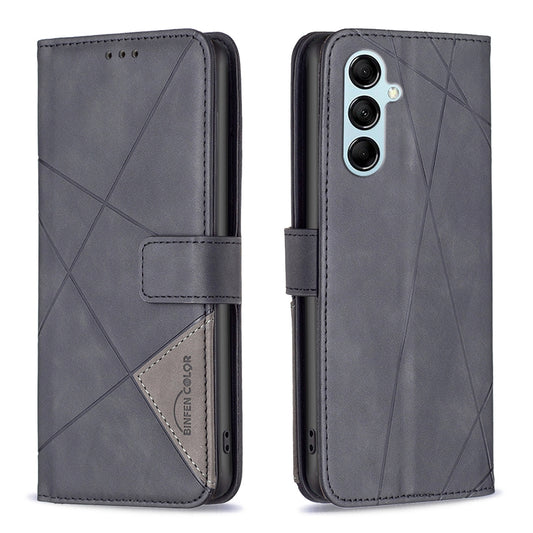 Samsung Galaxy M14 5G Rhombus Texture Leather Phone Case with Magnetic Buckle and Card Holder