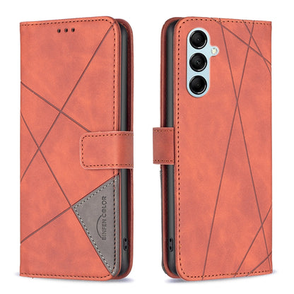 Samsung Galaxy M14 5G Rhombus Texture Leather Phone Case with Magnetic Buckle and Card Holder