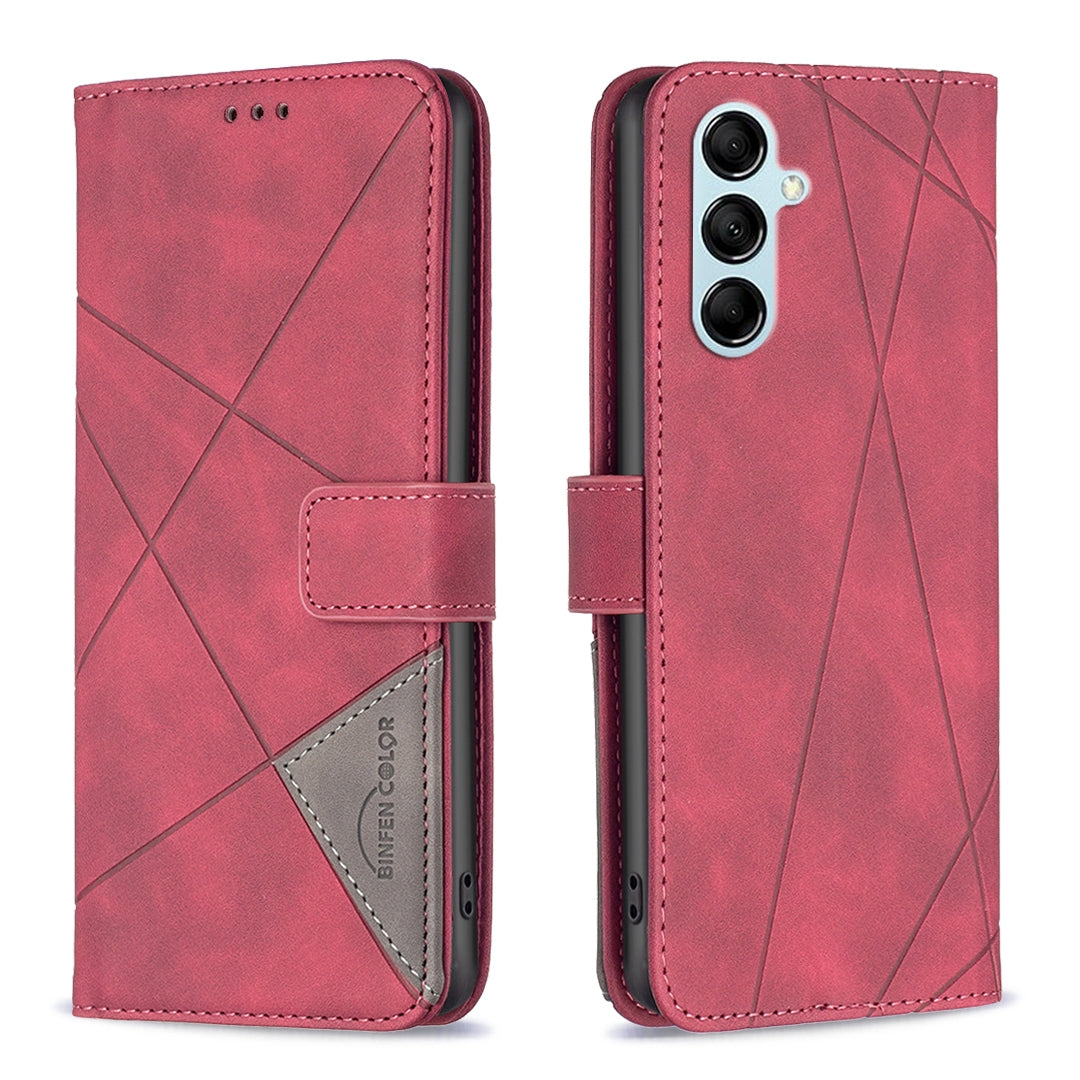 Samsung Galaxy M14 5G Rhombus Texture Leather Phone Case with Magnetic Buckle and Card Holder