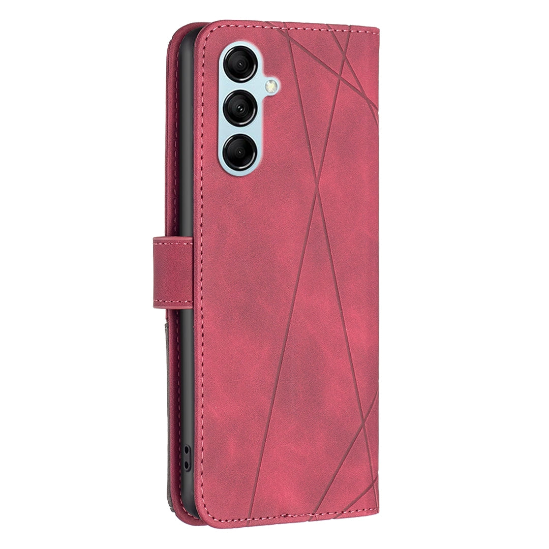 Samsung Galaxy M14 5G Rhombus Texture Leather Phone Case with Magnetic Buckle and Card Holder