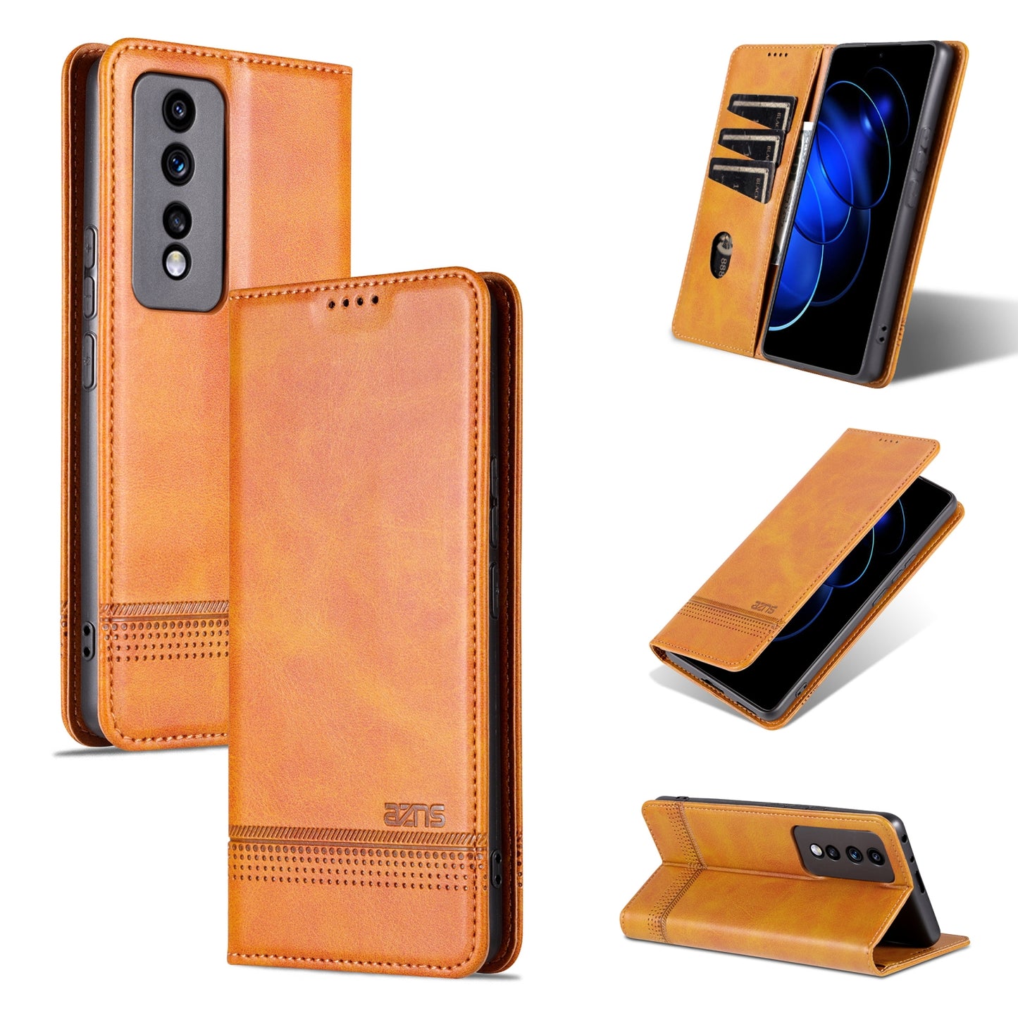 Honor 80 GT Leather Wallet Case with Card Holder & Magnetic Closure