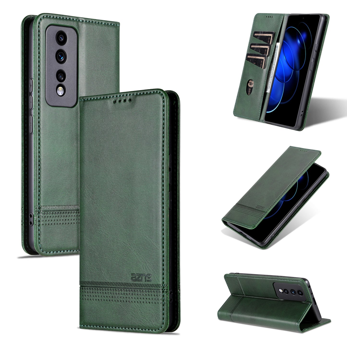 Honor 80 GT Leather Wallet Case with Card Holder & Magnetic Closure