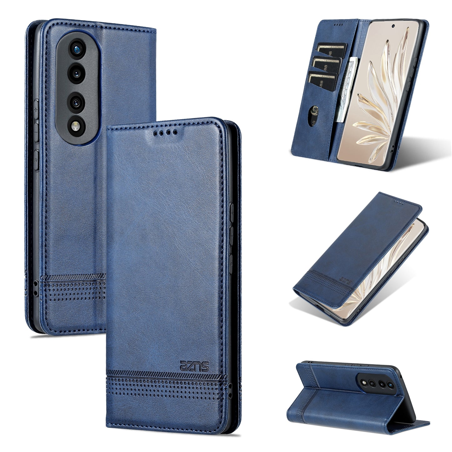 Honor 90 Leather Wallet Case with Card Holder & Magnetic Closure