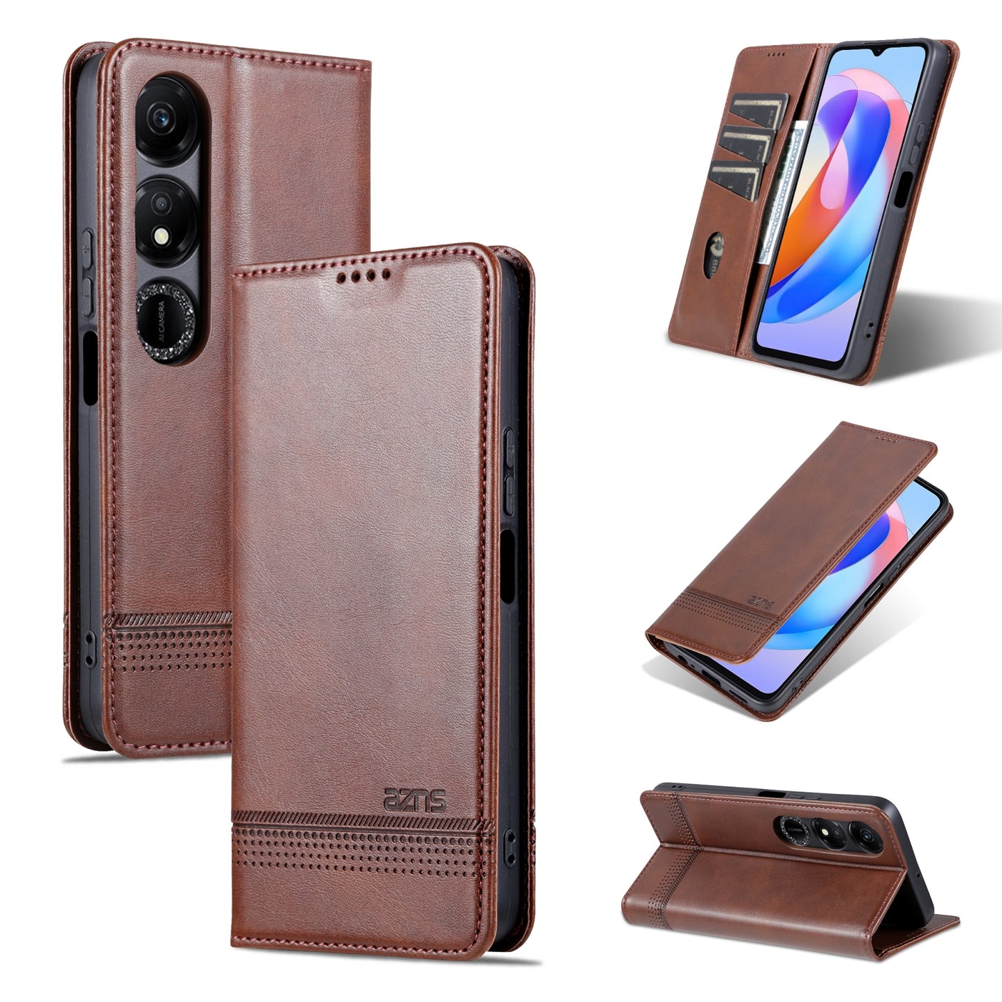 Honor Play 40 Leather Wallet Case with Card Holder & Magnetic Closure