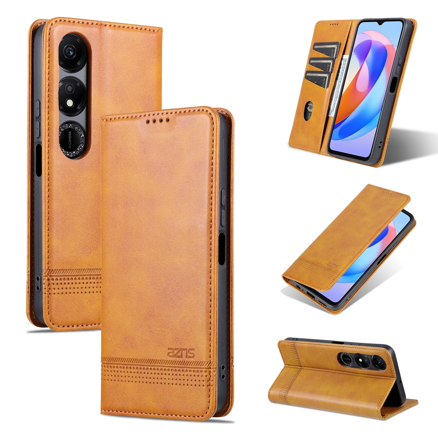 Honor Play 40 Leather Wallet Case with Card Holder & Magnetic Closure