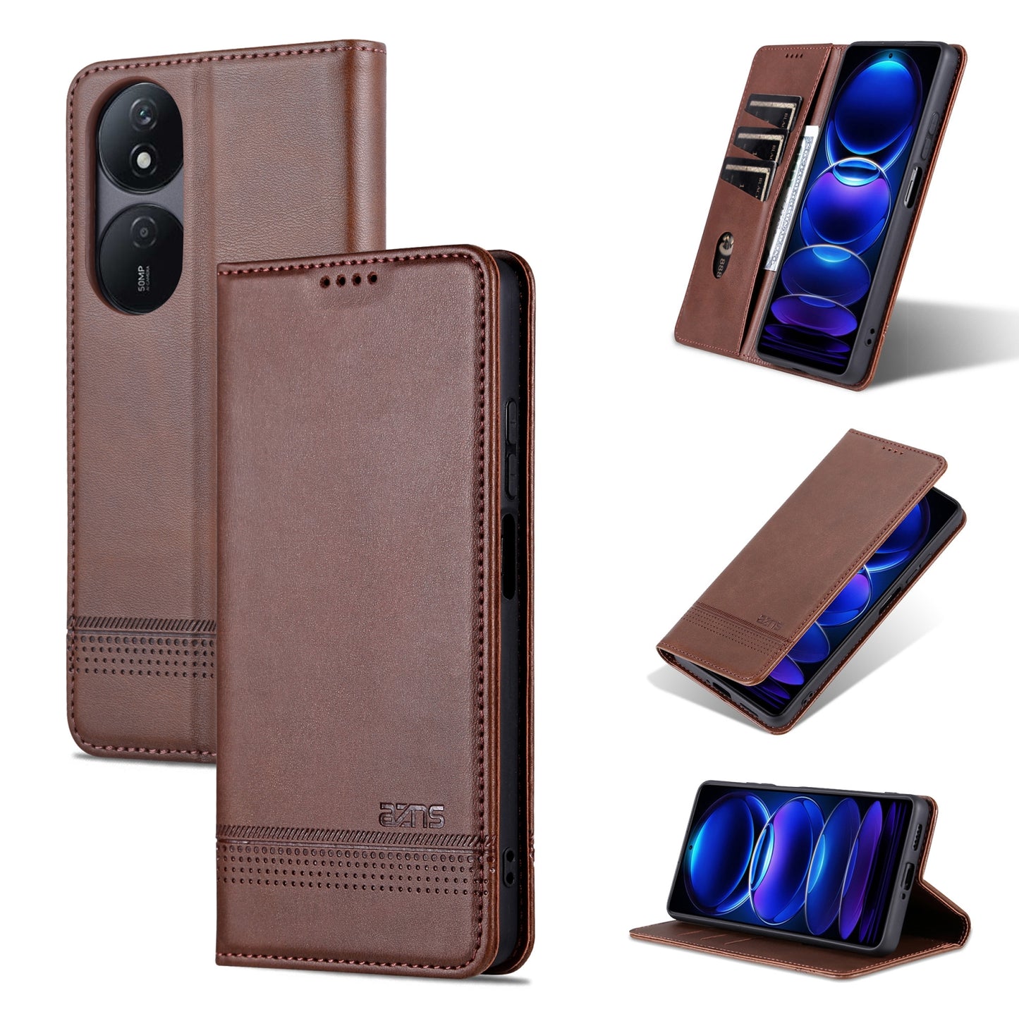 Honor Play 50 Plus Leather Wallet Case with Card Holder & Magnetic Closure