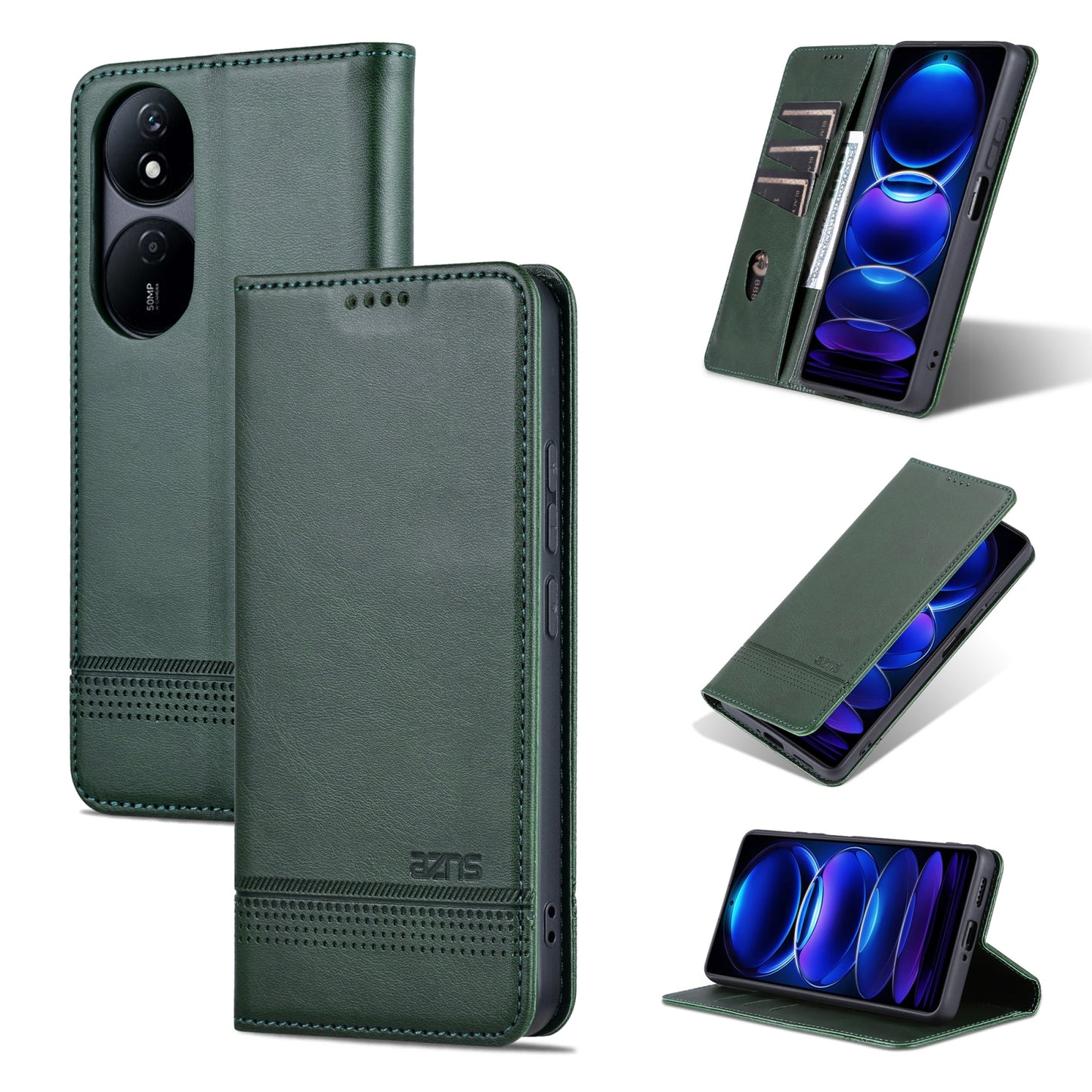 Honor Play 50 Plus Leather Wallet Case with Card Holder & Magnetic Closure