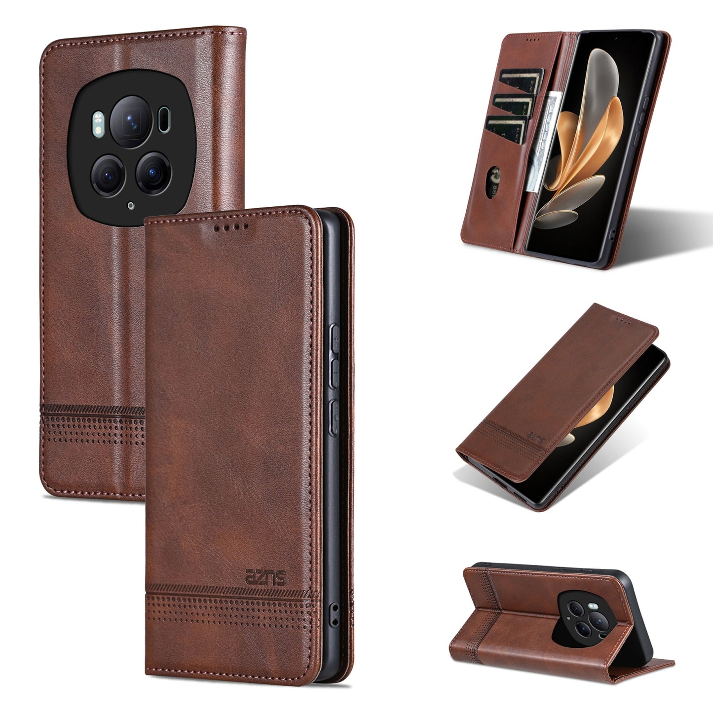 Honor Magic6 Pro Leather Wallet Case with Card Holder & Magnetic Closure