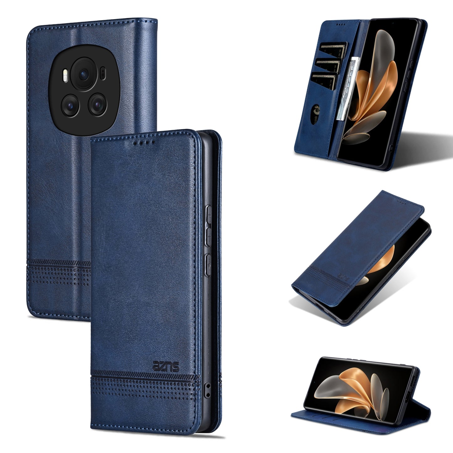 Honor Magic6 Leather Wallet Case with Card Holder & Magnetic Closure