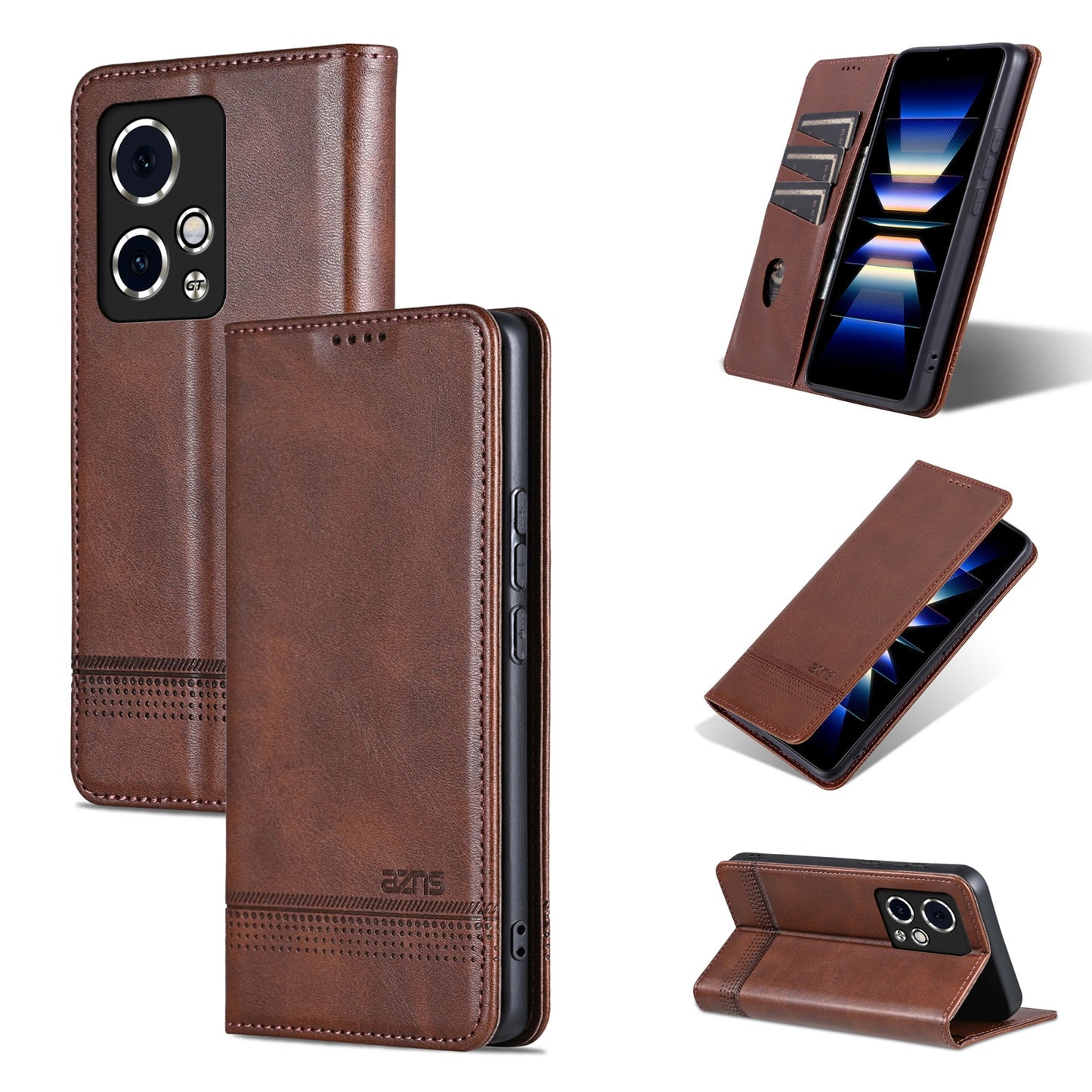 Honor 90 GT Leather Wallet Case with Card Holder & Magnetic Closure