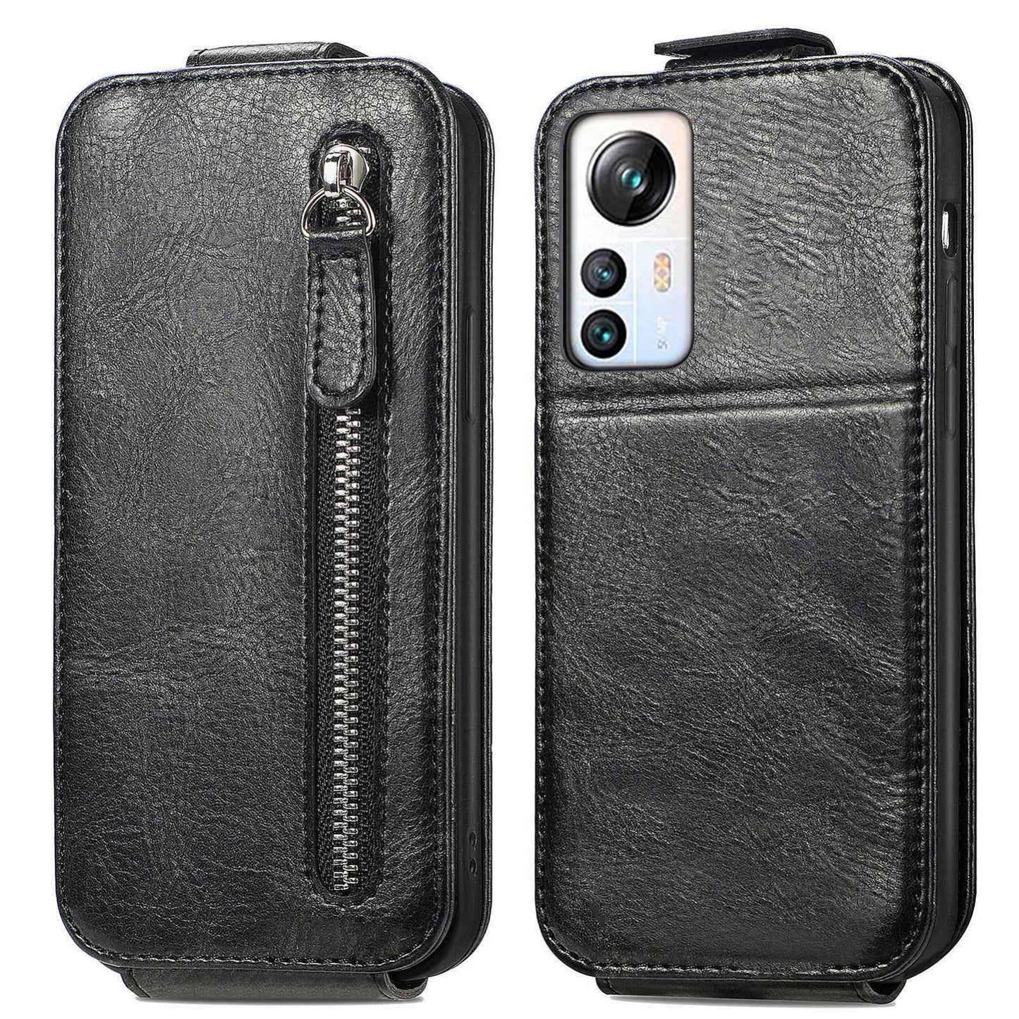 Blackview A85 Zipper Wallet Case - Vertical Flip Leather Phone Cover with Multiple Card Slots and Stand