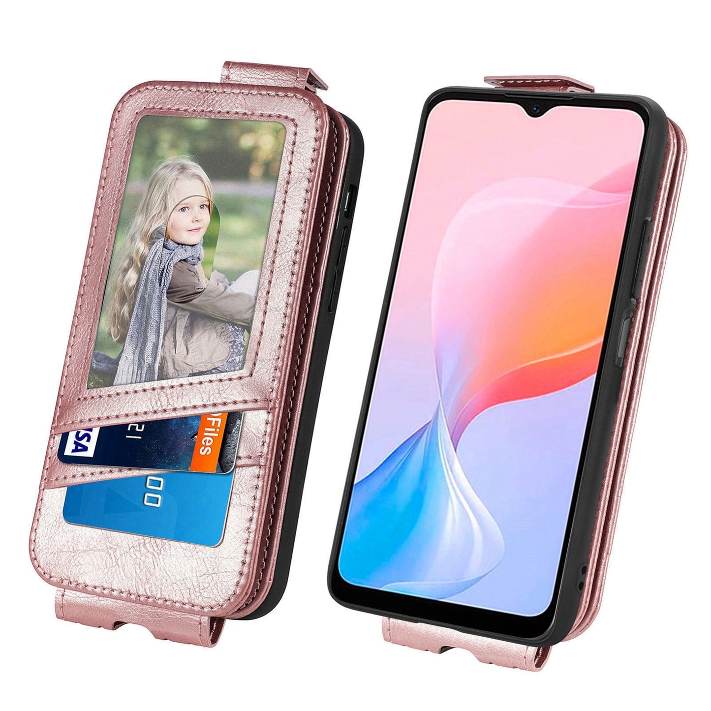 Blackview A85 Zipper Wallet Case - Vertical Flip Leather Phone Cover with Multiple Card Slots and Stand