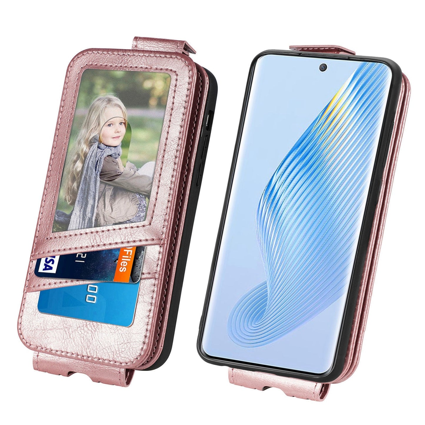 Honor Magic5 Zipper Wallet Case - Vertical Flip Leather Phone Cover with Multiple Card Slots and Stand