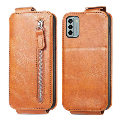 Nokia G22 Zipper Wallet Case - Vertical Flip Leather Phone Cover with Multiple Card Slots and Stand