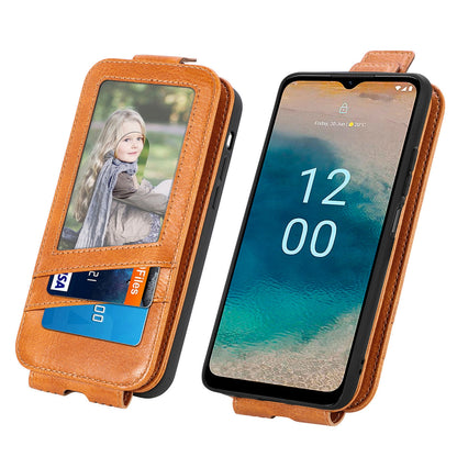 Nokia G22 Zipper Wallet Case - Vertical Flip Leather Phone Cover with Multiple Card Slots and Stand
