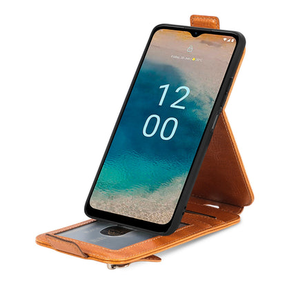 Nokia G22 Zipper Wallet Case - Vertical Flip Leather Phone Cover with Multiple Card Slots and Stand