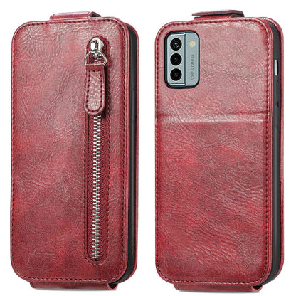 Nokia G22 Zipper Wallet Case - Vertical Flip Leather Phone Cover with Multiple Card Slots and Stand