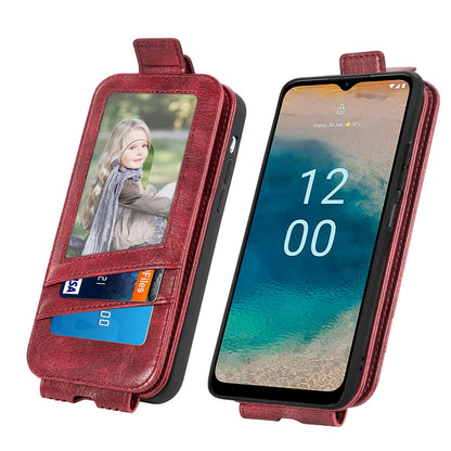Nokia G22 Zipper Wallet Case - Vertical Flip Leather Phone Cover with Multiple Card Slots and Stand
