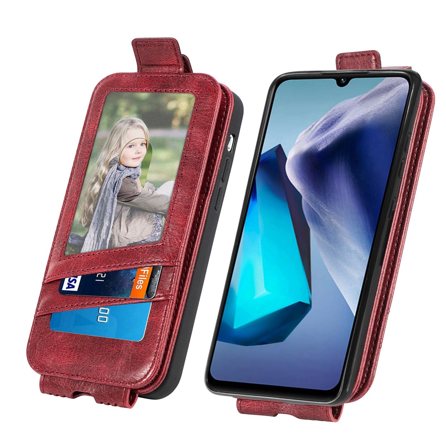 vivo T1 Zipper Wallet Case - Vertical Flip Leather Phone Cover with Multiple Card Slots and Stand