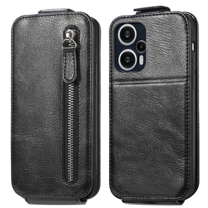 Xiaomi Redmi Note 12 Turbo Zipper Wallet Case - Vertical Flip Leather Phone Cover with Multiple Card Slots and Stand