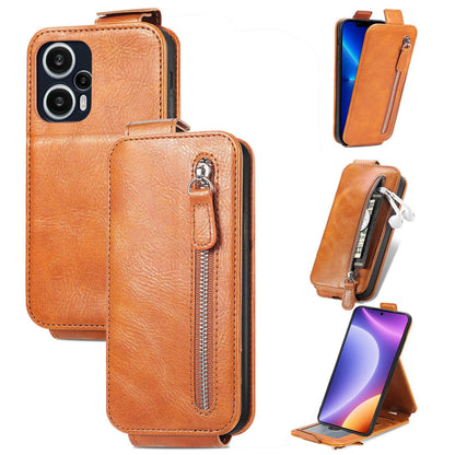 Xiaomi Redmi Note 12 Turbo Zipper Wallet Case - Vertical Flip Leather Phone Cover with Multiple Card Slots and Stand