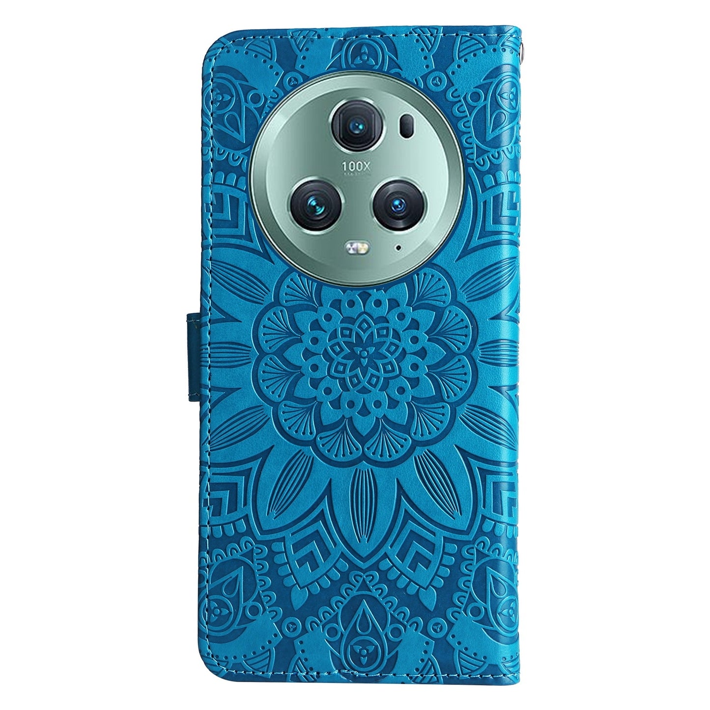 Honor Magic5 Pro Sunflower Embossed Leather Wallet Phone Case with Kickstand and Card Holder