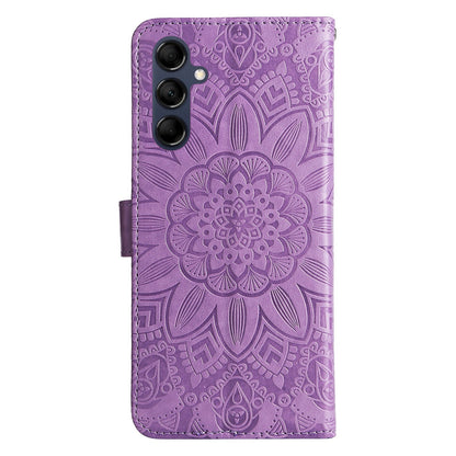 Samsung Galaxy M14 5G Sunflower Embossed Leather Wallet Phone Case with Kickstand and Card Holder