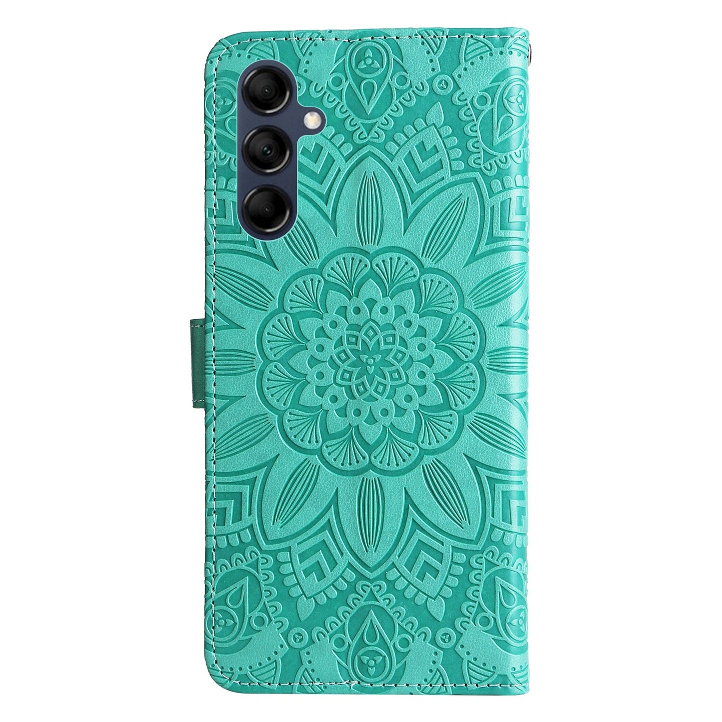 Samsung Galaxy M14 5G Sunflower Embossed Leather Wallet Phone Case with Kickstand and Card Holder