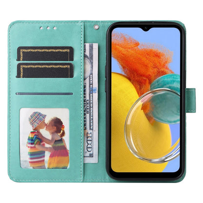 Samsung Galaxy M14 5G Sunflower Embossed Leather Wallet Phone Case with Kickstand and Card Holder