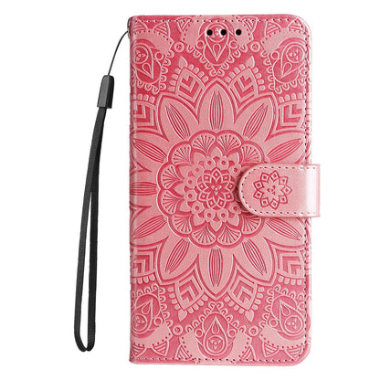 Samsung Galaxy M14 5G Sunflower Embossed Leather Wallet Phone Case with Kickstand and Card Holder