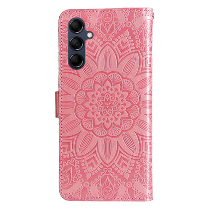 Samsung Galaxy M14 5G Sunflower Embossed Leather Wallet Phone Case with Kickstand and Card Holder