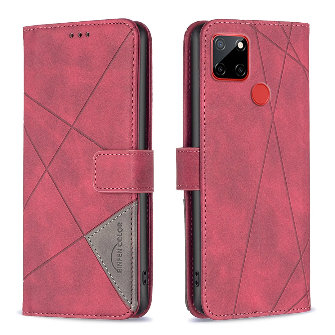 Nokia C12 Rhombus Texture Leather Phone Case with Magnetic Buckle and Card Holder