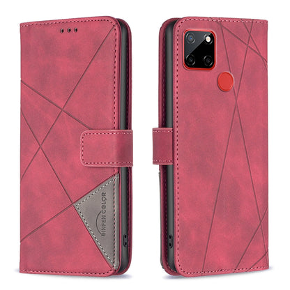 Nokia C12 Rhombus Texture Leather Phone Case with Magnetic Buckle and Card Holder