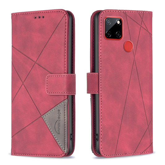 Nokia C12 Rhombus Texture Leather Phone Case with Magnetic Buckle and Card Holder