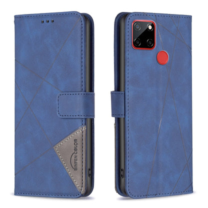 Nokia C12 Rhombus Texture Leather Phone Case with Magnetic Buckle and Card Holder